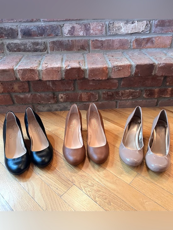 Jessica Simpson Shoes - Jessica Simpson Sampson Round Toe Wedge Heels Lot of 3 Pairs Black Brown Tan
